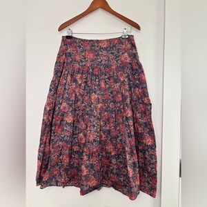 CHAPS DENIM FLORAL PAISLEY COTTON BLEND MIDI SKIRT SZ 10